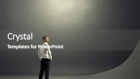  Presentation with businessman standing on mountain top - PPT theme having small people - young businessman standing background and a gray colored foreground