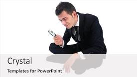  Presentation with magnifying glass - Audience pleasing PPT theme consisting of small people magnifier hands - isolated business man with magnifying backdrop and a white colored foreground