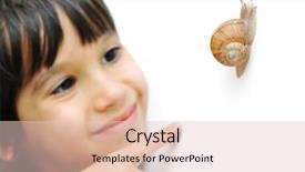  Presentation with snail - Colorful PPT layouts enhanced with small people magnifier hands - snail and kid backdrop and a  colored foreground