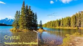  Presentation with pine trees - Theme with small-picturesque-island background and a tawny brown colored foreground