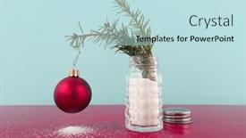  Presentation with table salt - PPT theme with small-pine-sprig-christmas-tree background and a sky blue colored foreground