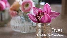  Presentation with flowers vase - Slide deck consisting of small pink flowers in vase background and a gray colored foreground