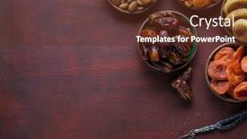  Presentation with date palm - Colorful PPT layouts enhanced with small-plates-with-dried-fruits backdrop and a tawny brown colored foreground