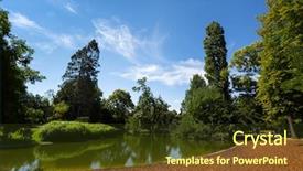  Presentation with pond - Theme featuring small pond at stadtpark city background and a tawny brown colored foreground