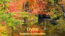  Presentation with england - Theme enhanced with small pond in vermont new england in autumn time background and a tawny brown colored foreground