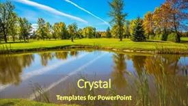  Presentation with green foliage - Slides featuring small pond with clay bottom background and a tawny brown colored foreground