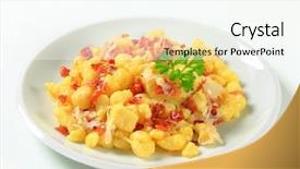  Presentation with bacon - Beautiful presentation theme featuring small potato dumplings with bacon and white cabbage backdrop and a white colored foreground