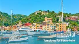  Presentation with luxury resort - Presentation theme enhanced with small-potr-with-yachts background and a teal colored foreground