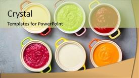  Presentation with vegetarian - Audience pleasing slides consisting of small pots top view backdrop and a blonde colored foreground