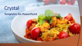  Presentation with tomato tissue culture - Slide set featuring small prawns tomato compote tagliatelle background and a sky blue colored foreground