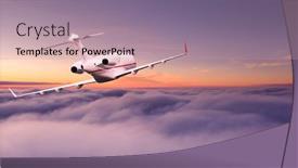  Presentation with transportation - PPT theme having small-private-jetplane-flying-above background and a coral colored foreground