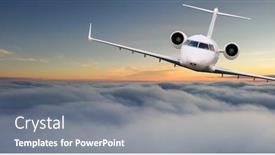  Presentation with flying - Theme enhanced with small-private-jetplane-flying-above background and a gray colored foreground