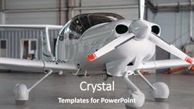  Presentation with hangar - Beautiful PPT theme featuring small private turbo-propeller airplane backdrop and a gray colored foreground