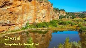  Presentation with rocks - PPT theme consisting of small-puddle-reflects-rocks background and a tawny brown colored foreground