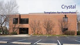  Presentation with parking lot - Audience pleasing PPT layouts consisting of small red brick business building backdrop and a sky blue colored foreground