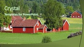 Presentation with farm - Amazing PPT theme having small red farm houses 17th century culture smaland sweden backdrop and a tawny brown colored foreground