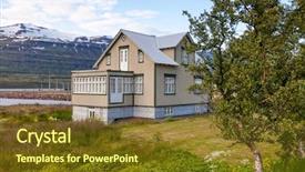  Presentation with eastern - Theme enhanced with small residental building seydisfjordur eastern background and a tawny brown colored foreground