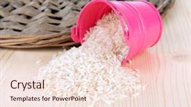  Presentation with grains - Amazing slide set having small rice plant - overturned bucket with grains backdrop and a  colored foreground