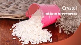  Presentation with grains - PPT layouts featuring small rice plant - overturned bucket with grains background and a  colored foreground