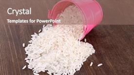  Presentation with grains - Audience pleasing theme consisting of small rice plant - overturned bucket with grains backdrop and a violet colored foreground