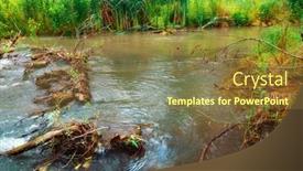  Presentation with river forest - PPT theme with small-river-in-a-wild background and a tawny brown colored foreground