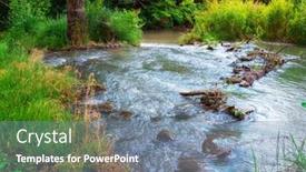  Presentation with river forest - PPT theme featuring small-river-in-a-wild background and a seafoam green colored foreground