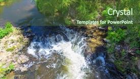  Presentation with new zealand - Slide set enhanced with small river with green plant background and a tawny brown colored foreground