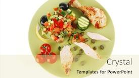  Presentation with white green - Colorful PPT theme enhanced with small-roast-meat-chunks backdrop and a blonde colored foreground