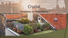  Presentation with vegetable garden - Audience pleasing PPT theme consisting of small rooftop garden with lots backdrop and a soft green colored foreground
