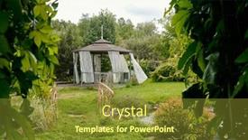  Presentation with green house - PPT theme featuring small-round-alcove-with-white background and a tawny brown colored foreground