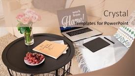  Presentation with round table - Presentation having small-round-table-with-bunch background and a coral colored foreground