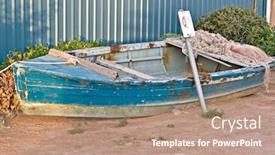  Presentation with stuck - Presentation design with small-row-boat-stuck background and a coral colored foreground