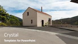  Presentation with nobody - Presentation theme consisting of small-rustic-country-house-exterior background and a gray colored foreground