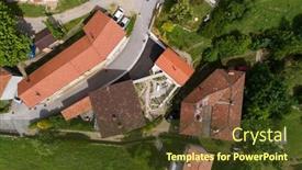  Presentation with country photo - Colorful slide deck enhanced with small-rustic-country-house-exterior backdrop and a tawny brown colored foreground