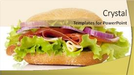  Presentation with tomato ketchup single red - Beautiful PPT theme featuring small sandwich with ham cheese backdrop and a  colored foreground