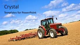  Presentation with farming - Slides having small scale farming with tractor background and a light blue colored foreground