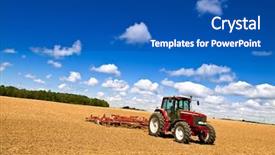  Presentation with farming - Presentation design having small scale farming with tractor background and a ocean colored foreground