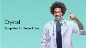  Presentation with afro - Amazing PPT layouts having small scale hospitals - afro american doctor man backdrop and a  colored foreground