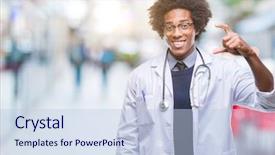  Presentation with sun rising over north america - PPT theme consisting of small scale hospitals - afro american doctor man background and a  colored foreground