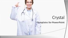 Presentation with medical sign - Cool new presentation design with small scale hospitals - beautiful young blonde doctor woman backdrop and a  colored foreground