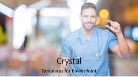  Presentation with hand surgeon - Amazing slide set having small scale hospitals - handsome young doctor surgeon man backdrop and a  colored foreground