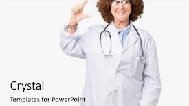  Presentation with middle ages - Amazing slides having small scale hospitals - middle ager senior doctor woman backdrop and a  colored foreground