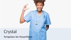  Presentation with doctor african - PPT theme featuring small scale hospitals - young african american doctor woman background and a light blue colored foreground