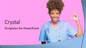  Presentation with doctor african - PPT theme featuring small scale hospitals - young african american doctor woman background and a white colored foreground