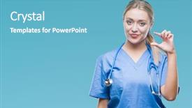  Presentation with hand surgeon - Cool new presentation with small scale hospitals - young blonde surgeon doctor woman backdrop and a  colored foreground