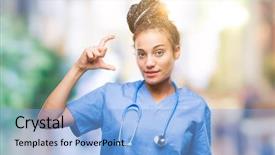  Presentation with hand surgeon - Slide deck consisting of small scale hospitals - young braided hair african american background and a light blue colored foreground