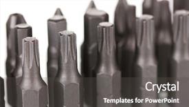  Presentation with bits - Audience pleasing theme consisting of small scale industry - construction bits isolated on white backdrop and a  colored foreground