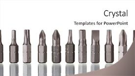  Presentation with bits - Slides having small scale industry - construction bits isolated on white background and a white colored foreground