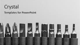  Presentation with bits - Presentation design consisting of small scale industry - macro of screwdriver bits background and a light gray colored foreground