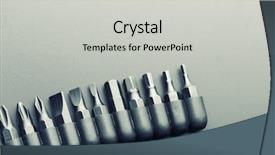  Presentation with bits - Colorful PPT theme enhanced with small scale industry - macro of screwdriver bits backdrop and a light gray colored foreground